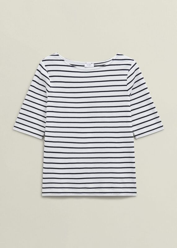 Ivory Katie Cotton Stripe Button Back Top