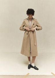 Aria Shower Resistant Trench Coat, Fawn Beige, hi-res