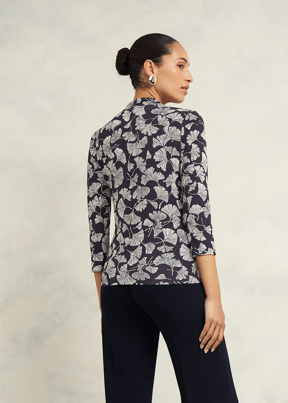 Aimee Printed Top, Navy Ivory, hi-res