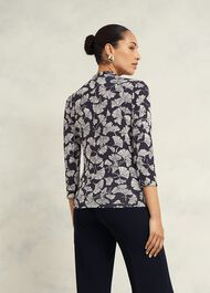 Aimee Printed Top, Navy Ivory, hi-res