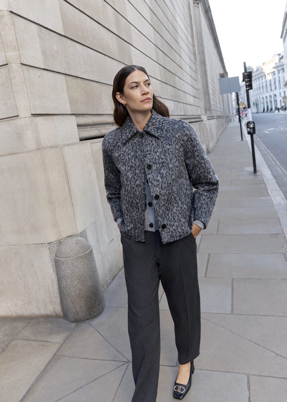 Aspel Coat With Wool, Grey Black, hi-res