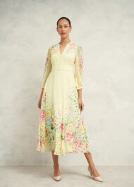 Emma Silk Dress, Yellow Multi, hi-res