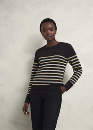 Destiny Sparkle Stripe Jumper , Black Multi, hi-res