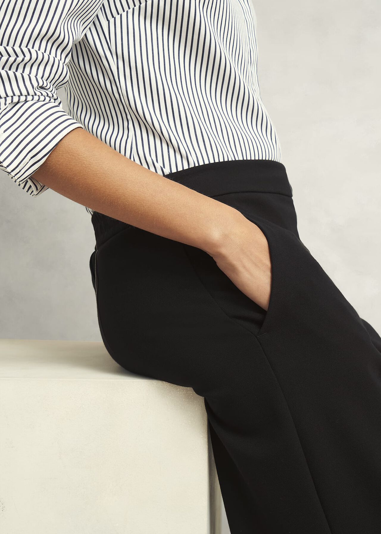 Kathy Ponte Trousers, Black, hi-res