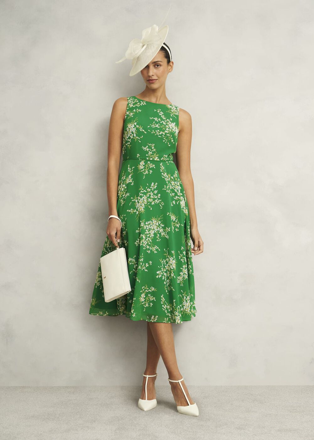 Petite Carly Dress, Green Ivory, hi-res
