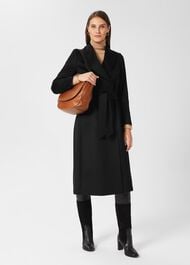Olivia Wool Wrap Coat, Black, hi-res