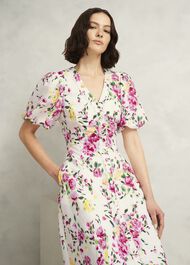 Taylor Linen Dress, Ivory Multi, hi-res