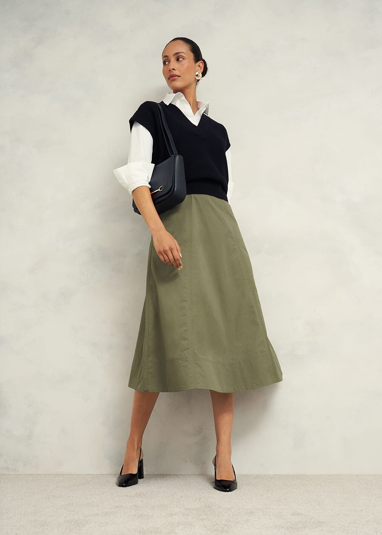 Avril Cotton Skirt, Sage Green, hi-res