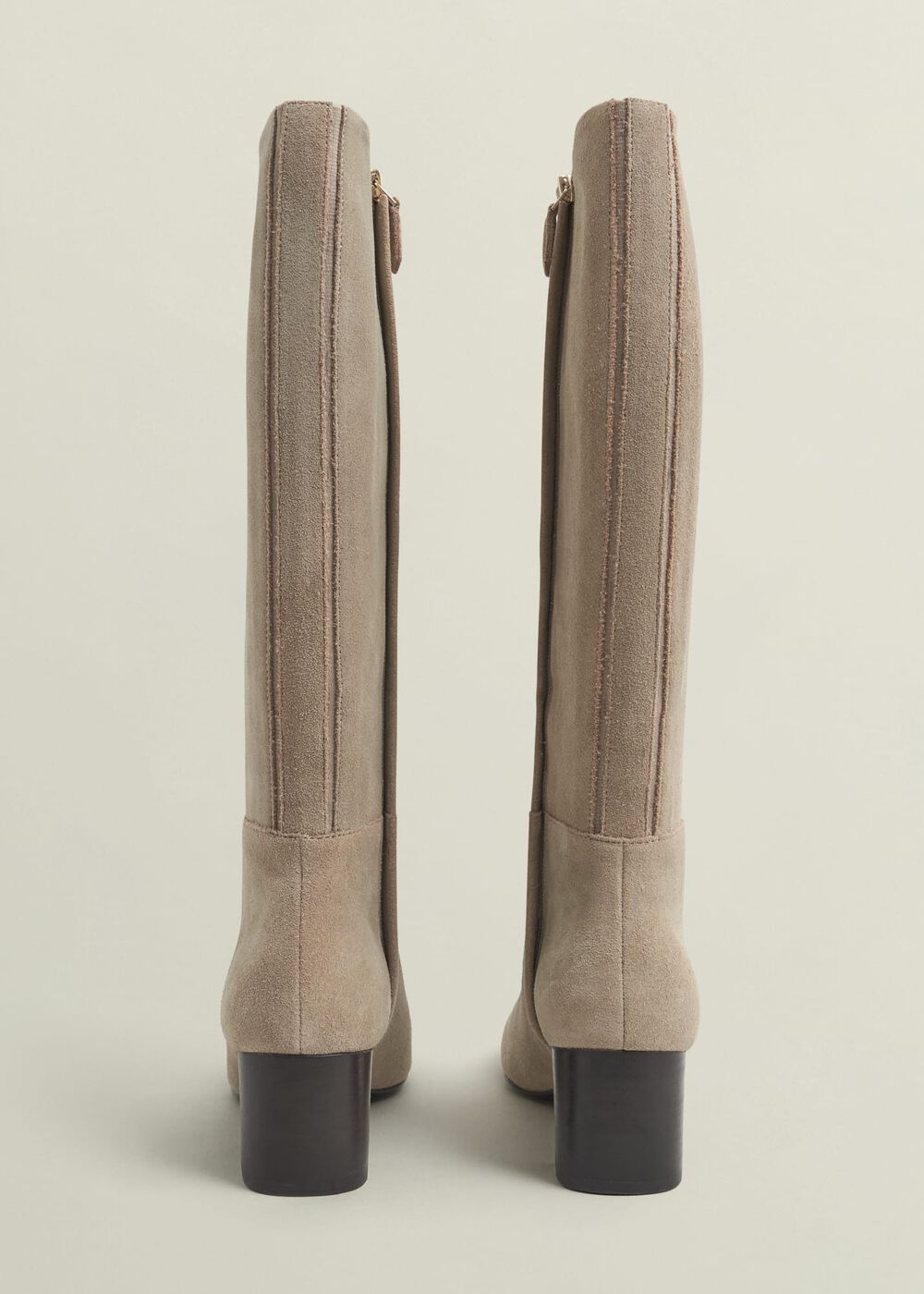 Caroline Suede Knee Boots, Light Beige, hi-res