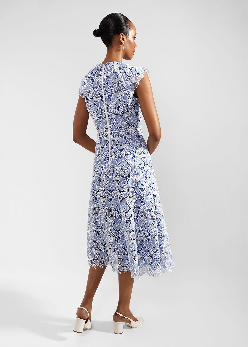 Petite Phoebe Lace Dress, Blue Ivory, hi-res
