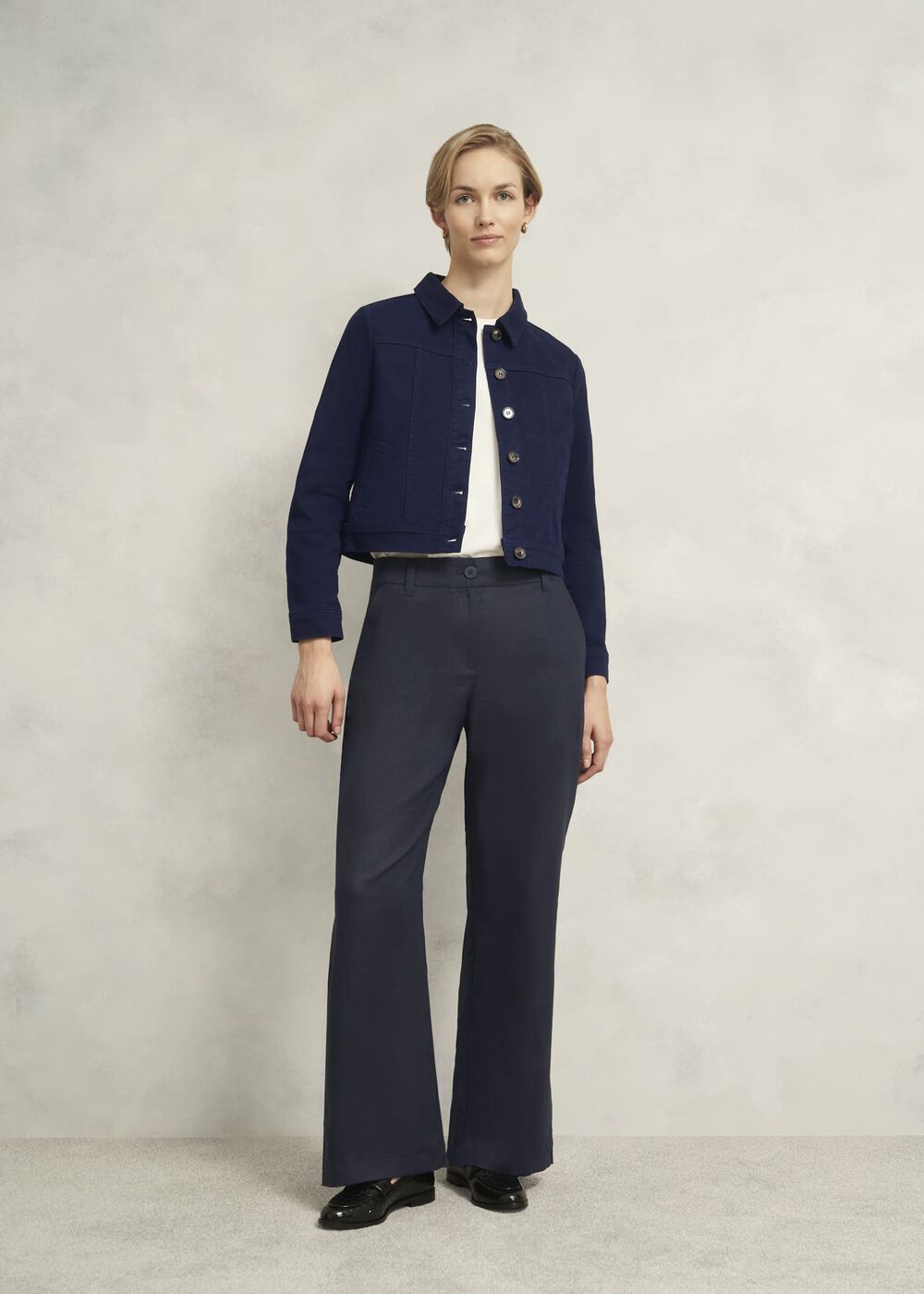 Lynn Linen Trousers, Navy, hi-res