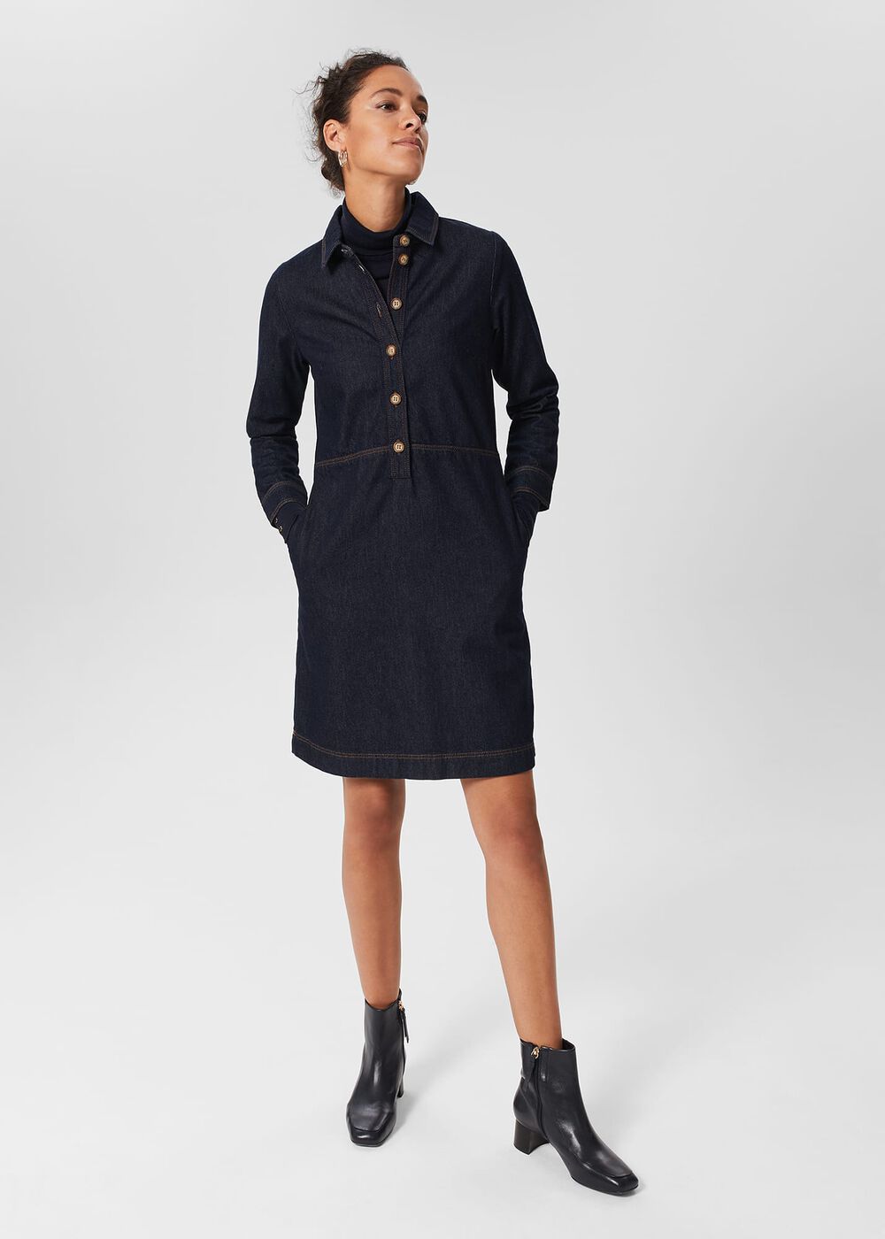 Lulu Denim Dress, Indigo, hi-res