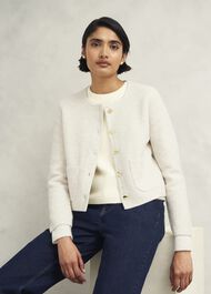 Zayla Sparkle Knitted Jacket, Ivory, hi-res