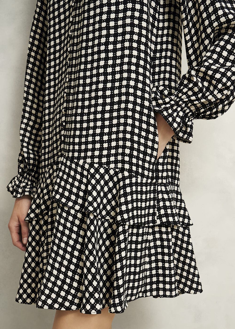 Hewlett Geo Mini Dress, Black Cream, hi-res