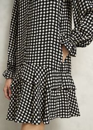 Hewlett Geo Mini Dress, Black Cream, hi-res