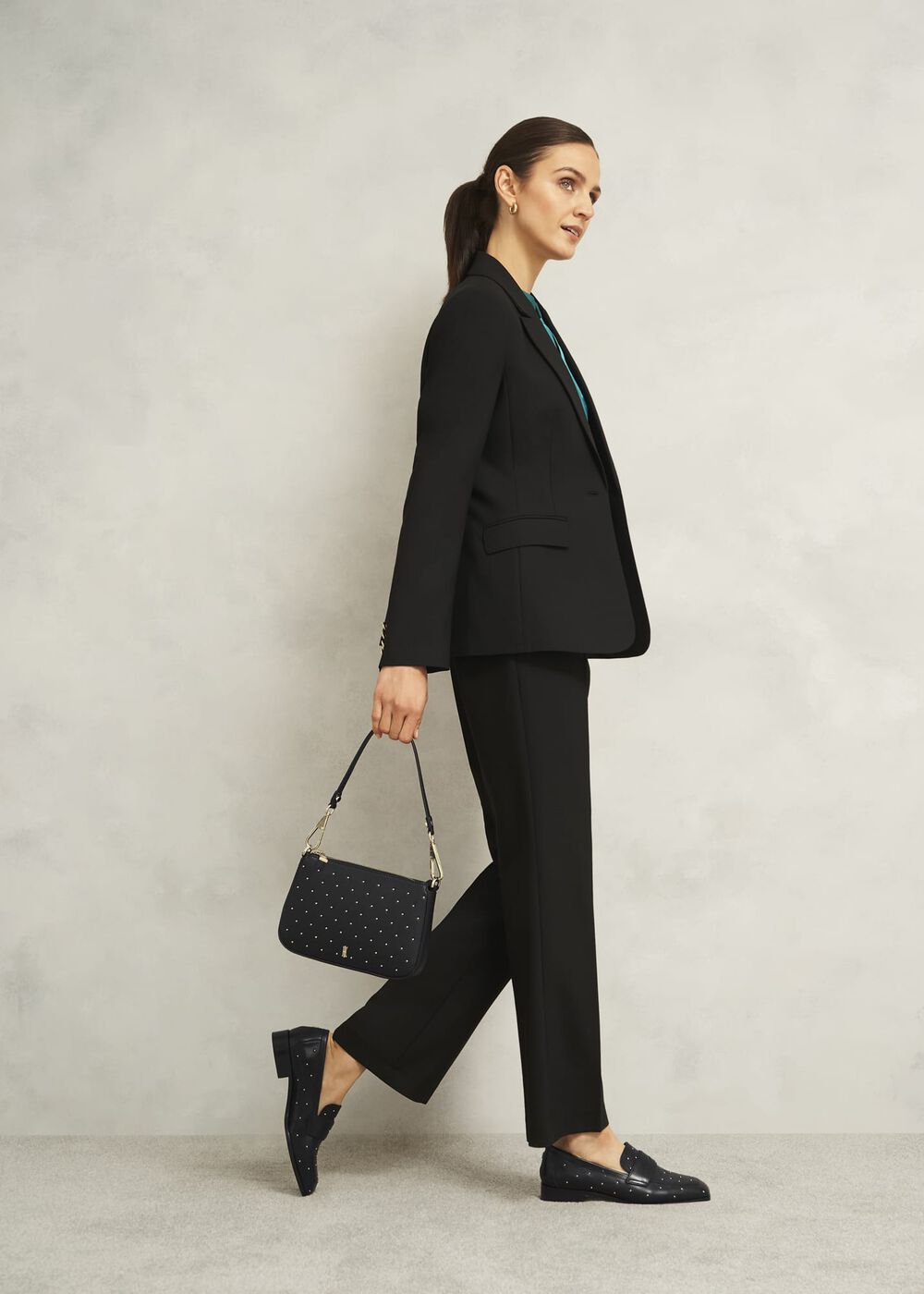 Briella Leather Stud Bag, Black, hi-res