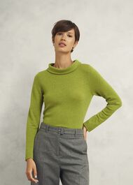 Audrey Wool Cashmere Jumper, Lime Green, hi-res