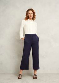 Josephine Linen Pants, True Navy, hi-res