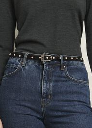 Frederica Pearl Embelished Belt, Black, hi-res