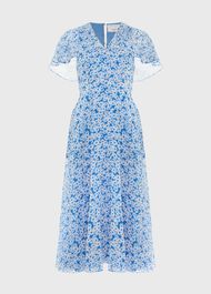 Forbury Paris Midi Dress, Blue Ivory, hi-res
