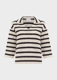 Prue Cotton Textured Sweater, Ivory Navy, hi-res