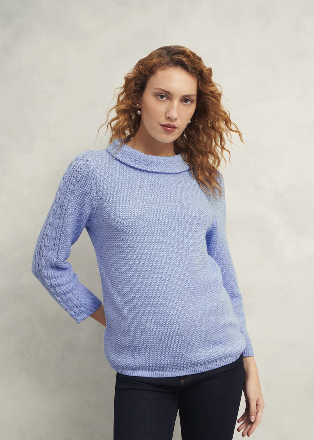 Camilla Cotton Sweater, Muscari Blue, hi-res