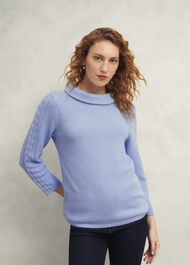 Camilla Cotton Sweater, Muscari Blue, hi-res
