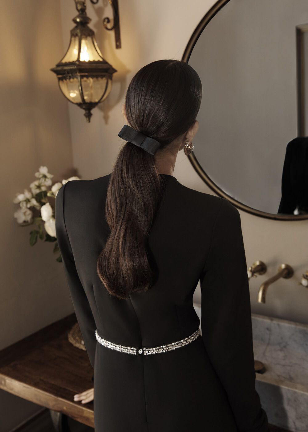 Joelle Bow Hair Clip, Black, hi-res
