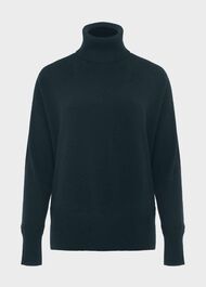 Delora Cashmere Roll Neck Jumper, Hawthorn Green, hi-res