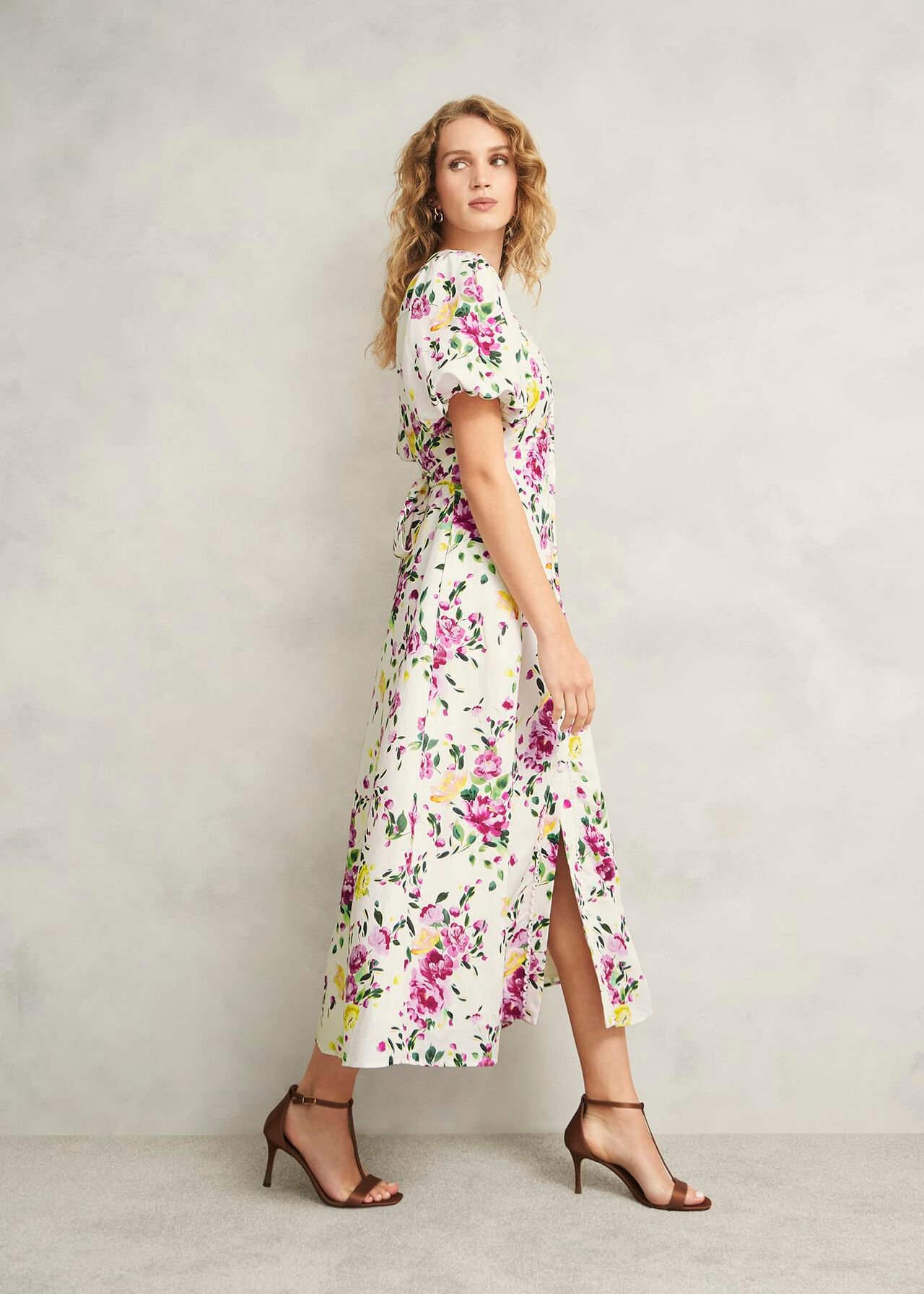 Taylor Linen Dress, Ivory Multi, hi-res