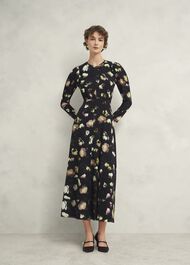 Windermere Silk Dress, Black Multi, hi-res