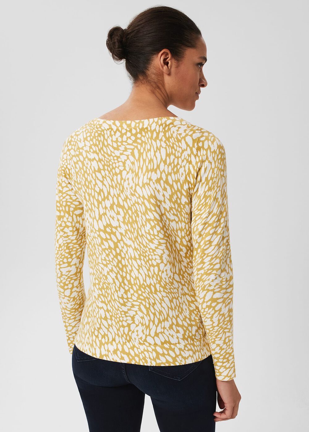 Pamela Cotton Printed Sweater, Olive Ivory, hi-res