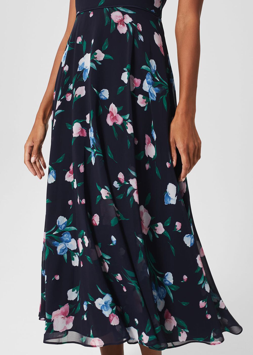Carly Floral Midi Dress, Navy Multi, hi-res