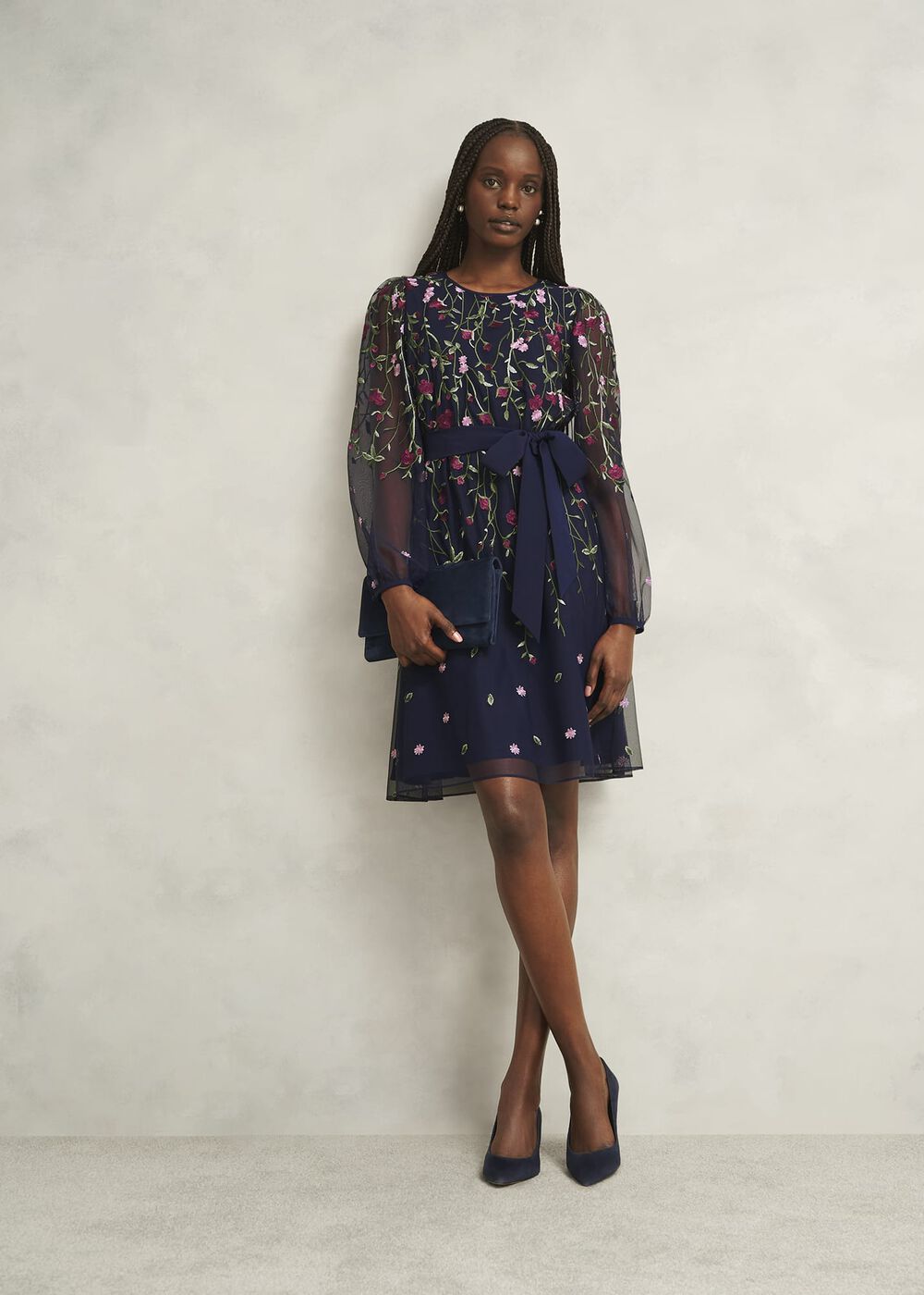 Emmy Embroidered Dress, Midnight Multi, hi-res