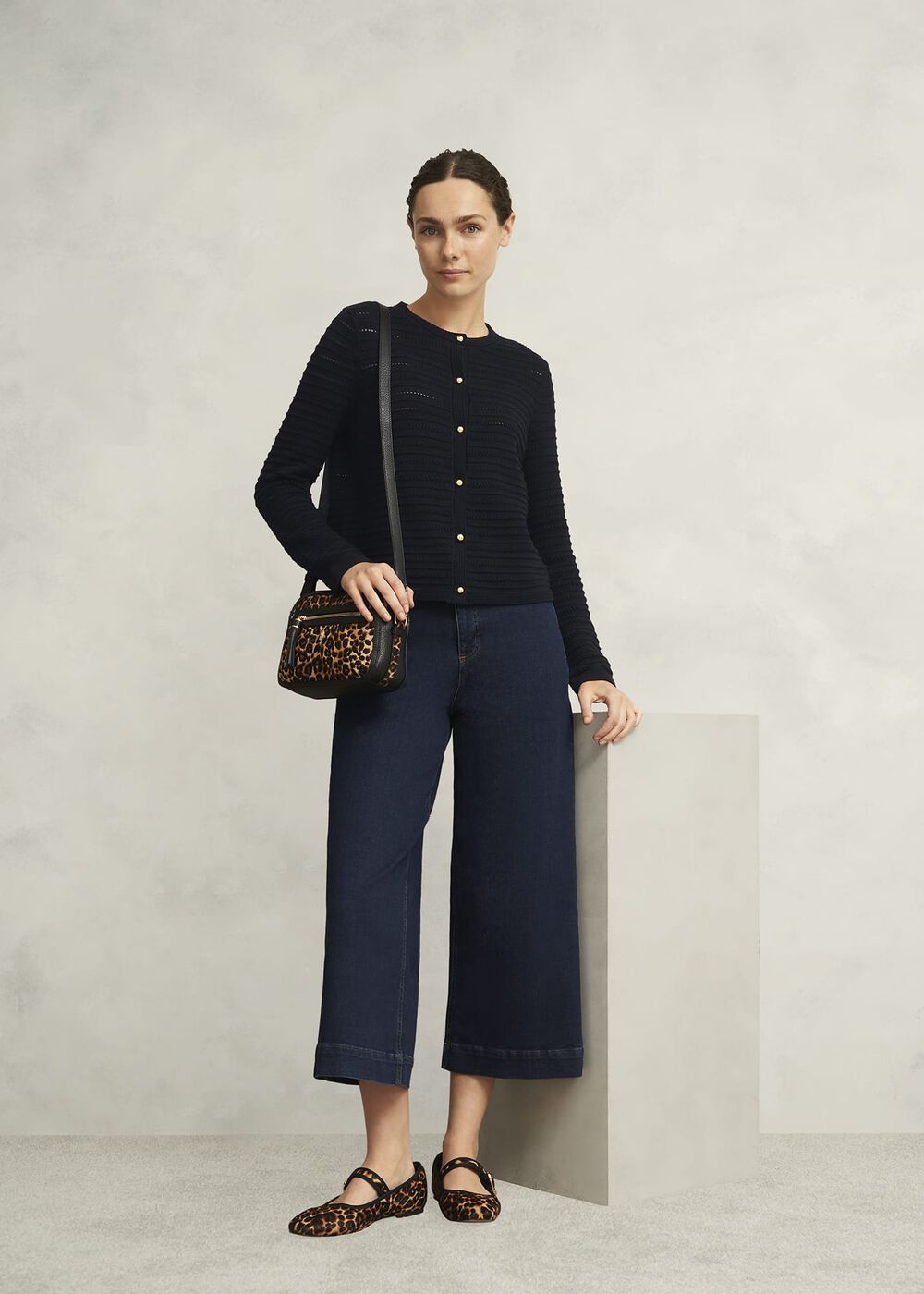 Amber Cotton Cardigan, Hobbs Navy, hi-res