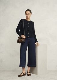 Amber Cotton Cardigan, Hobbs Navy, hi-res