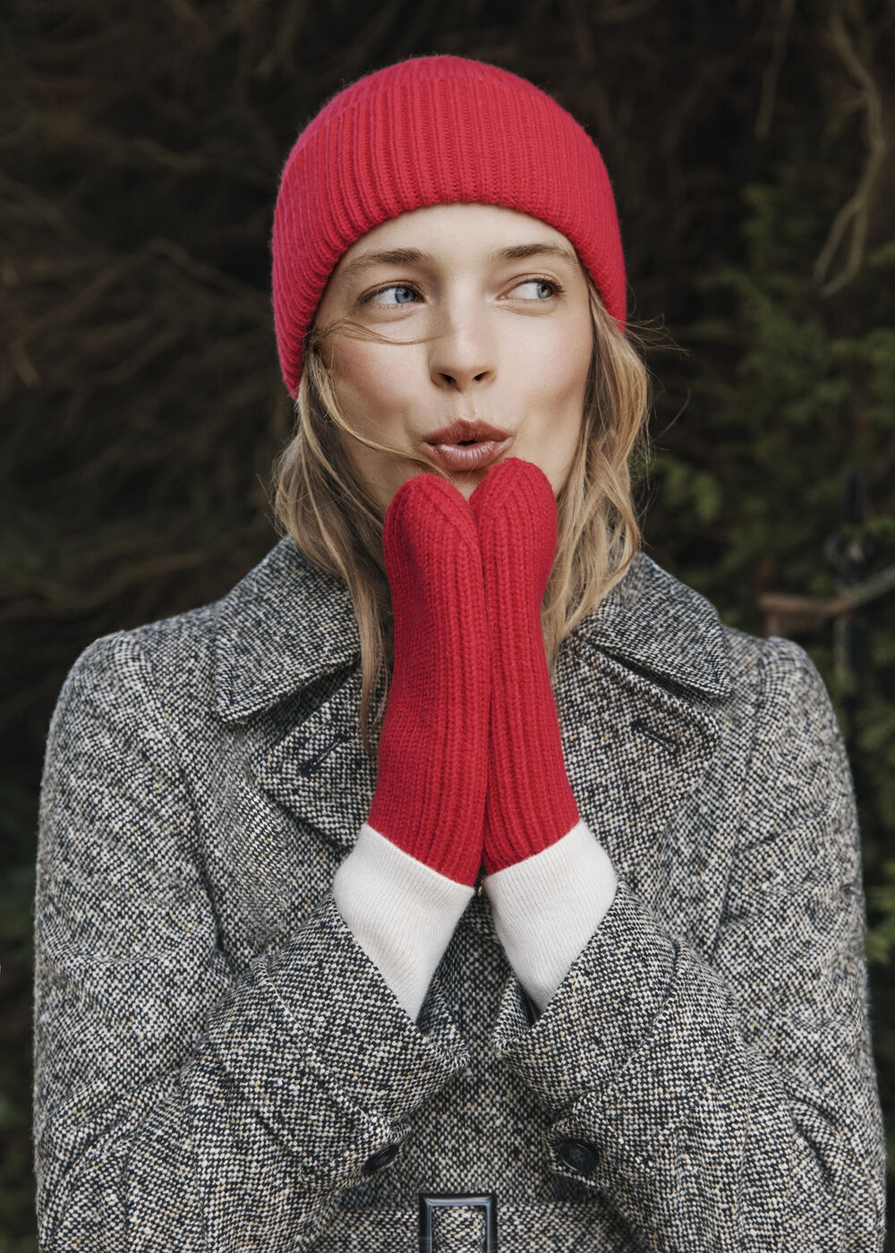 Philipa Knit Hat With Wool , Red, hi-res