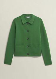 Mia Cotton Wool Knitted Jacket , Verdant Green, hi-res