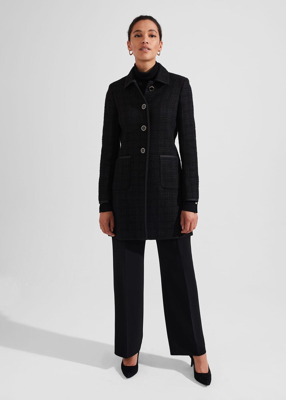 Elaine Tweed Coat With Wool, Black, hi-res