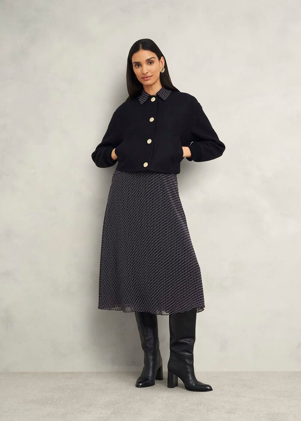Longstock Dress, Black Ivory, hi-res