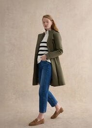 Skylar Shower Resistant Trench Coat, Olive Green, hi-res