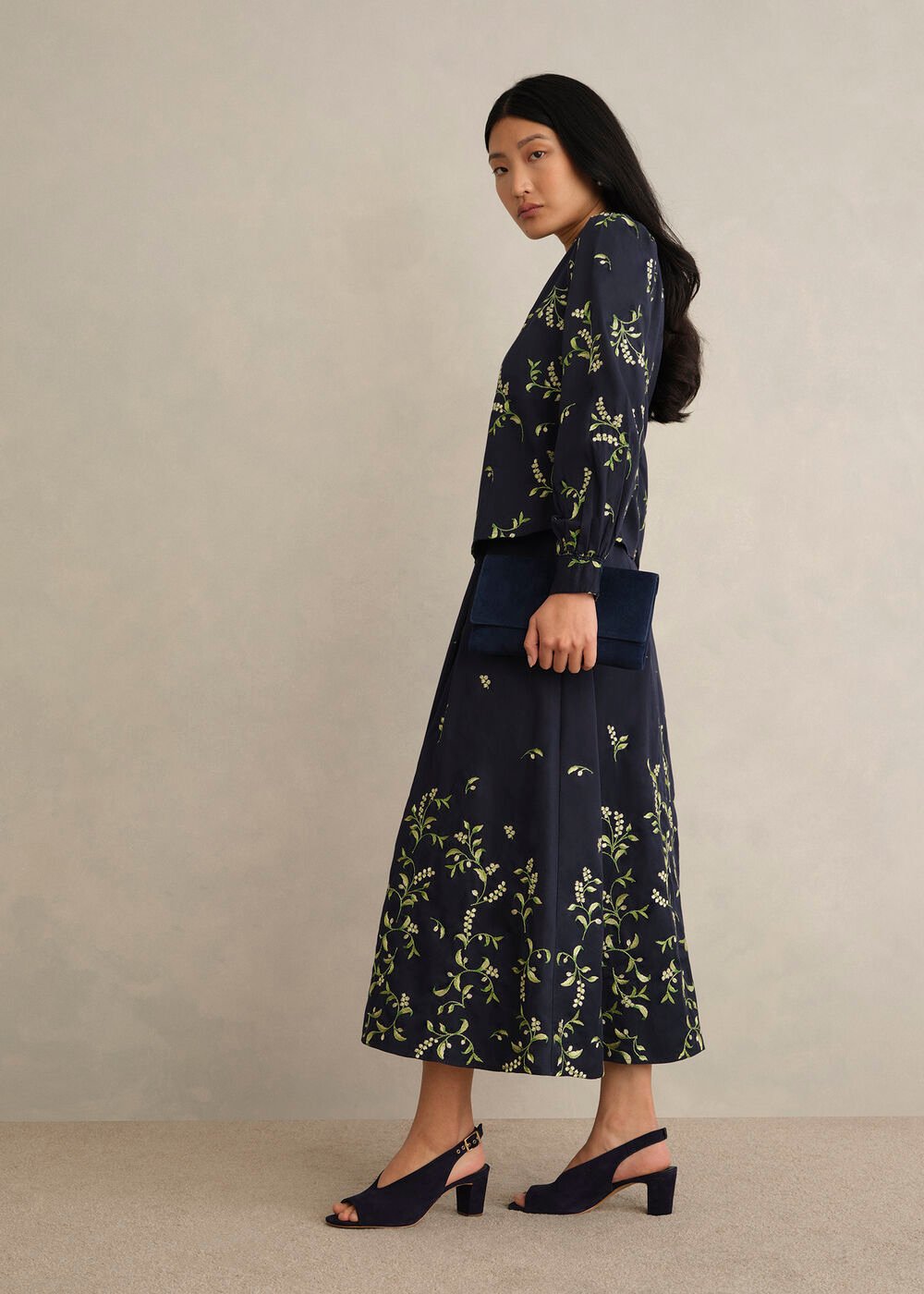 Annie Floral Embroidered Skirt, Midnight Multi, hi-res