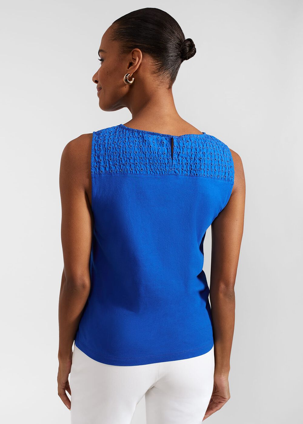 Paige Cotton Broderie Top, Atlantic Blue, hi-res