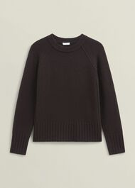 Mali Crew Neck Wool Jumper With Cashmere, Alder Brown, hi-res