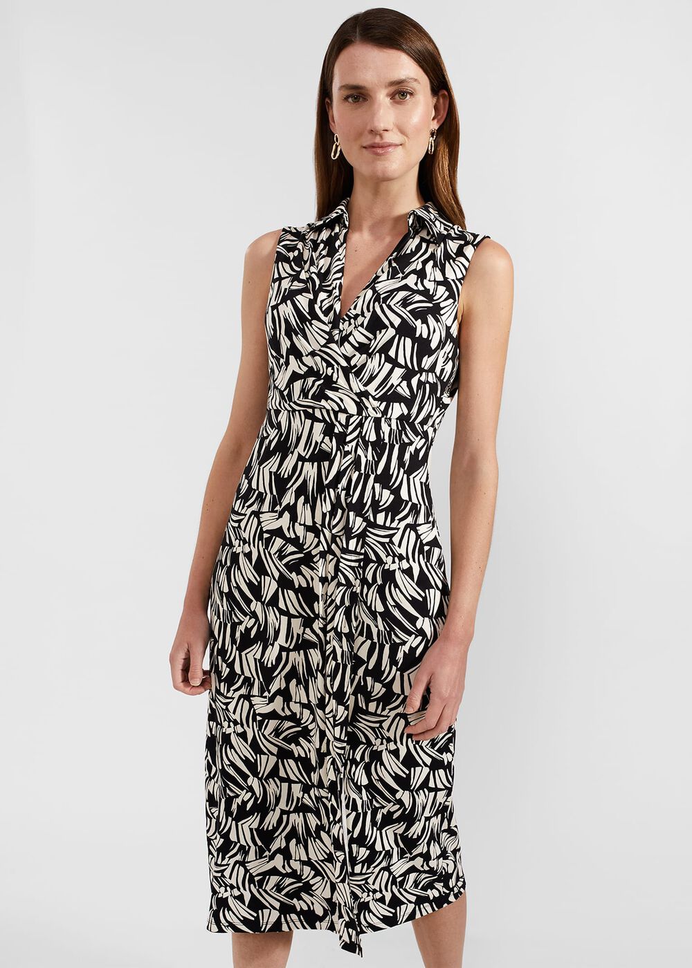 Clarissa Jersey Dress, Black Cream, hi-res