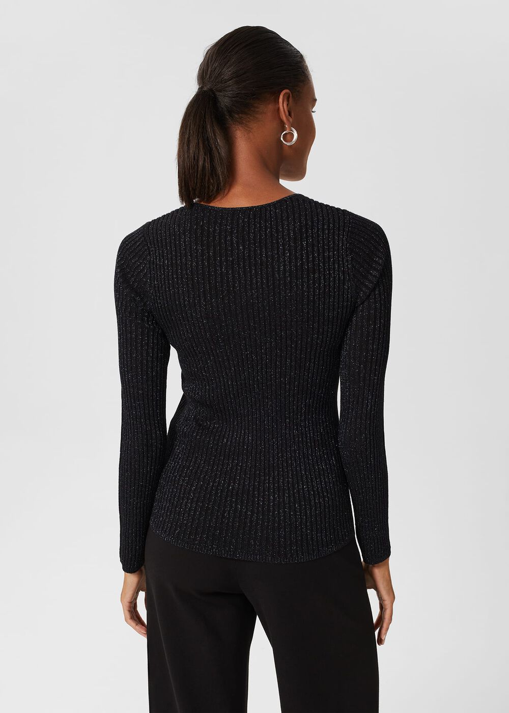 Mariella Square Neck Sweater, Black, hi-res