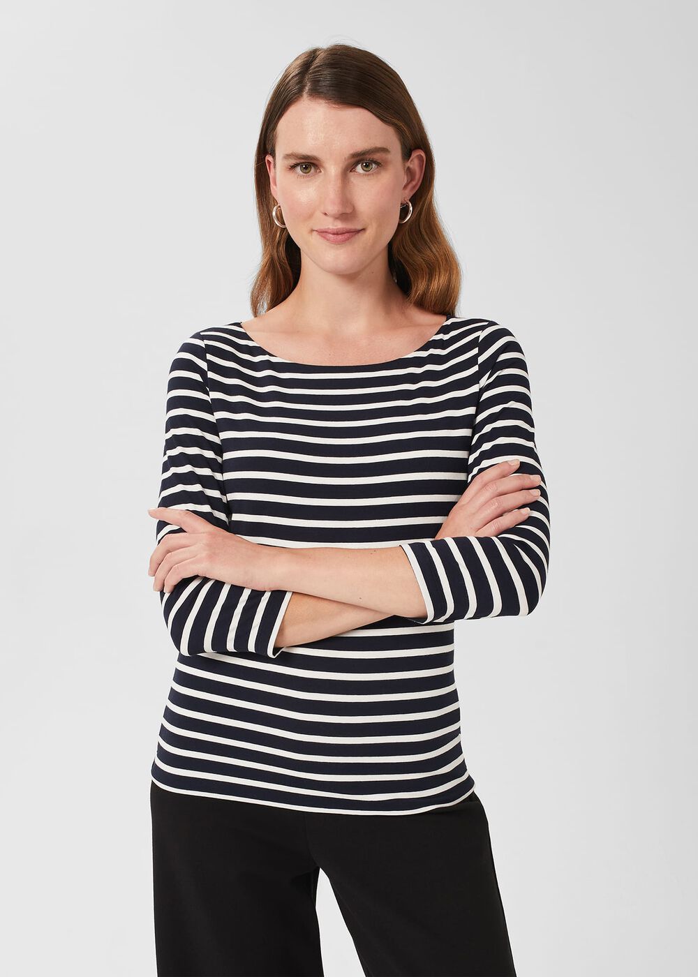 Sonya Striped Top, Navy Ivory, hi-res