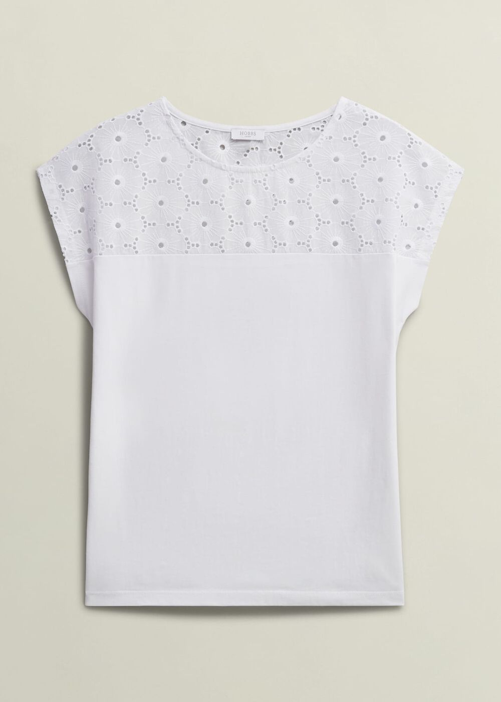 Thea Broderie Top, White, hi-res