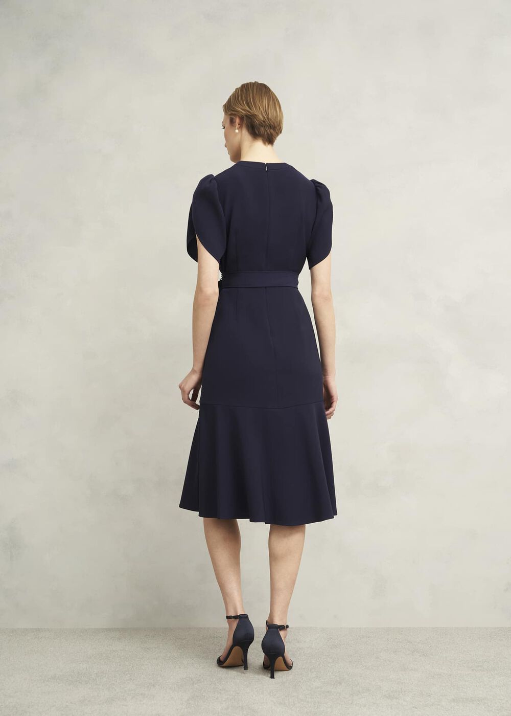 Pricilla Tie Midi Dress, Midnight, hi-res