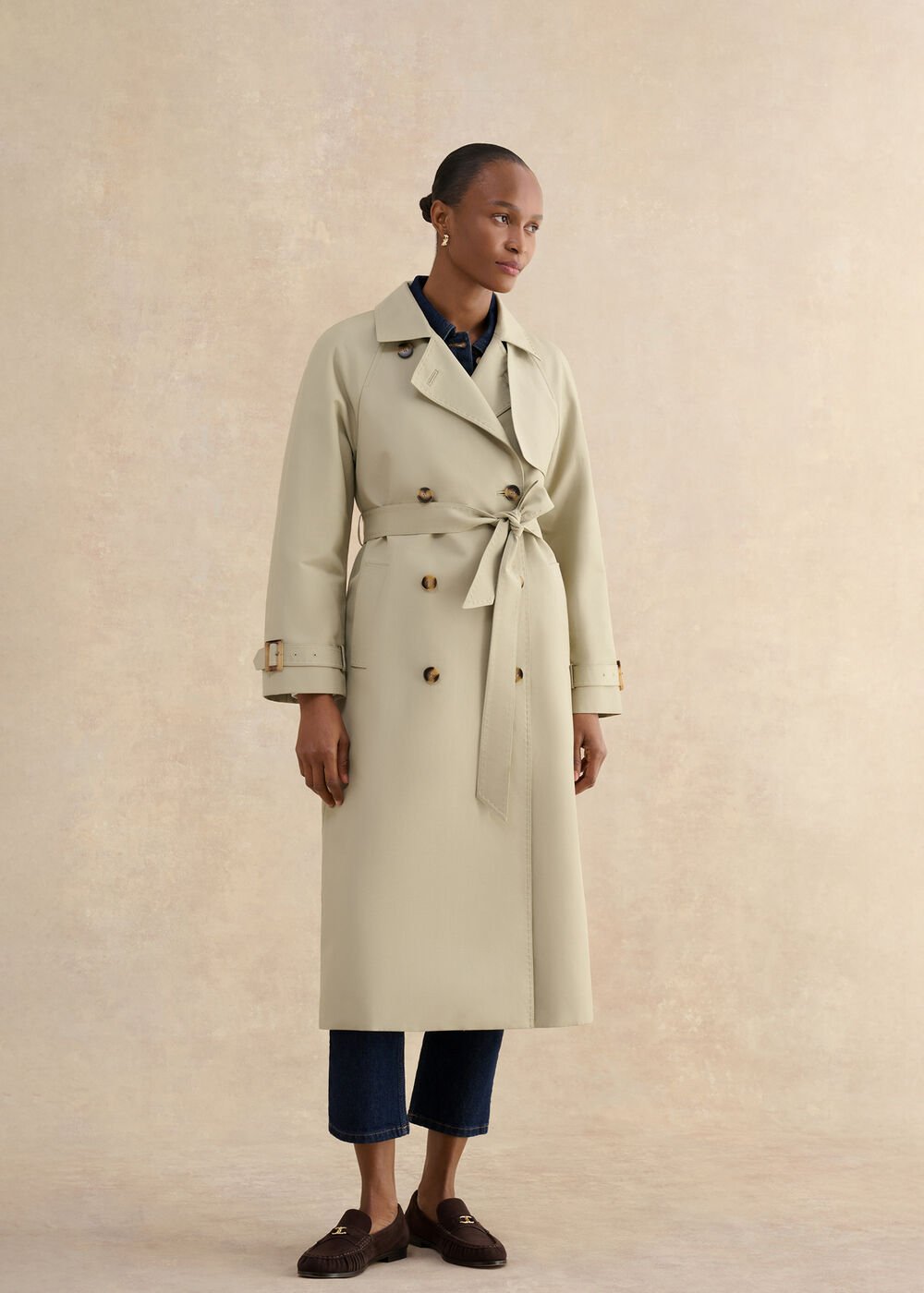 Sage Green Trench Coat , Pale Sage Green, hi-res